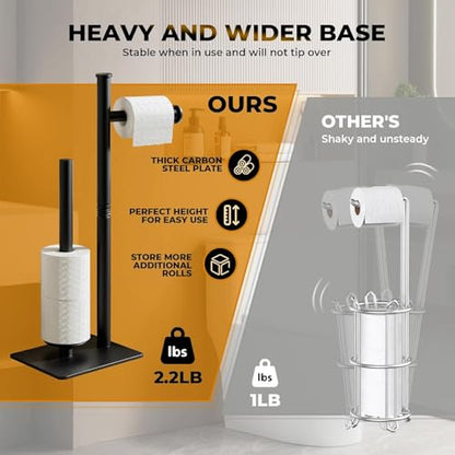 Freestanding Toilet Paper Holder Stand for Bathroom, Matte Black, 4 Rolls | 304 stainless steel bathroom tissue holder keeps 1 roll ready and stores 3 spare rolls with a stable non-slip floor base - size: Style 1