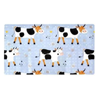 Non Slip Shower Mat Bathtub Mat 15.1x26.8 Inch, Quick Dry Bath Mat with Drain, Soft PVC Bath Mats for Bathroom Tub Shower Floor, Cows Pattern - color: Multi 11
