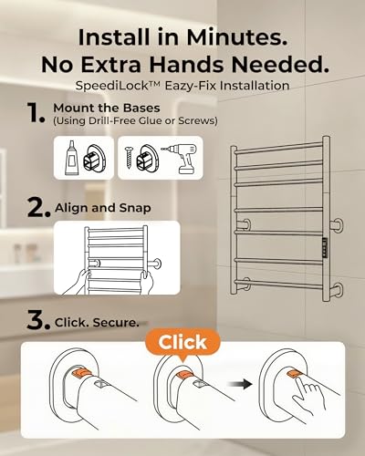 Heated Towel Rack Foldable Smart Dual-Zone APP No-Drill Chrome CA3 - color: Chrome, size: Pro-7Bar H27.56 x W21.65