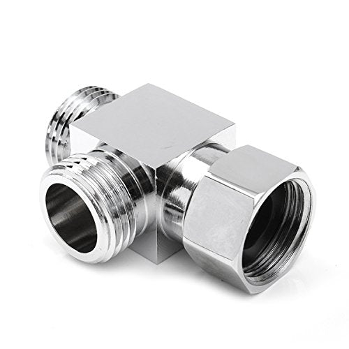 1/2" Brass Chrome 3 Way Diverter, Hose Fitting Tee, T Shape Adapter Connector for Angle Valve Hose, Bath Shower Arm, Toilet Bidet Sprayer Faucet - color: chome