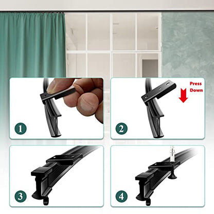 Ceiling Curtain Track, Flexible Bendable Curtain Track 8 Ft Black Curved Curtain Rail Track Ceiling Wall Mount Sliding Curtain Ceiling Track System Set for RV, Bay Window, Room Divider - color: Black, size: 8Ft