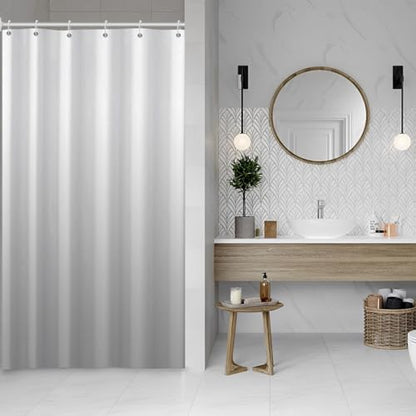 Ombre Light Grey Stall RV Shower Curtain with Hooks 36x72inches | Machine Washable Waterproof, Modern Solid Boho Gradient, Bathroom Dorm Hotel Room Divider, Easy to Install, Window Curtain - color: Light Grey, size: 36"W x 72"L (Pack of 1)