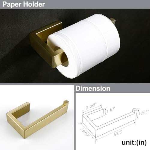BAGNOLUX Brushed Gold Towel Bar, Bath Towel Holder 304 Stainless Steel, Towel Racks for Bathroom, Square Bathroom Accessories Set Towel Bar Set Heavy Duty, Brushed Brass - color: Brushed Light Yellow Gold-b