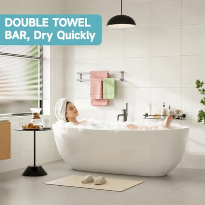 Alise Double Towel Bar, 32" Double Towel Racks for Bathroom, Brushed Nickel | Bathroom Towel Rack Wall Mounted, 3.54" Wide Faster Drying, Ladder Design, SUS304 Stainless Steel - color: Brushed Nickel, size: 32-inch