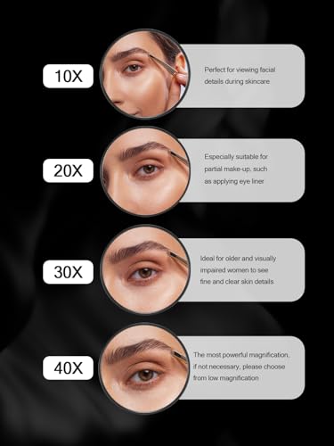 Macaki 10X Magnifying Mirror with Suction Cups and Tweezers Set, 3.5 inches Magnified Makeup Mirror, Black, 1PC - color: Black-10x