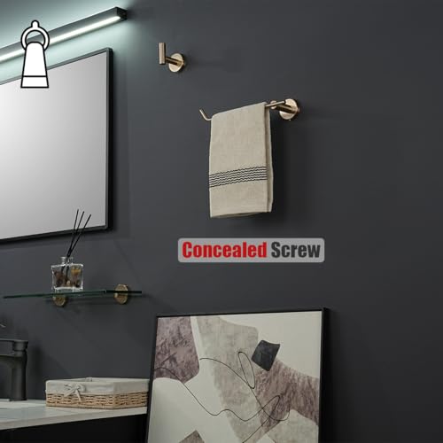 JQK Hand Towel Bar, Champagne Bronze Stainless Steel Towel Ring Holder for Bathroom, 9 Inch Wall Mount Left Hand, TR101-CB - color: Champagne Bronze, size: 9 Inch (Left)