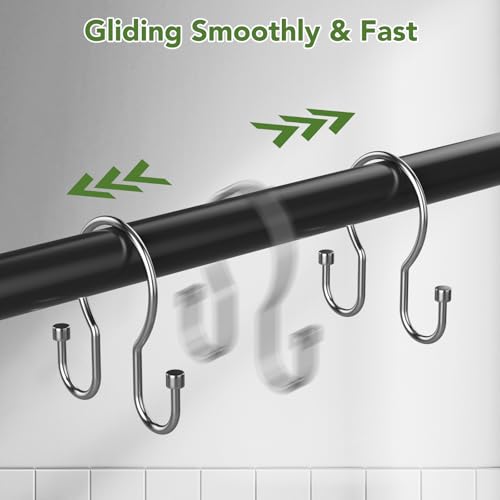Shower Curtain Hooks, Simple Shower Curtain Rings, Sturdy Shower Curtain Hangers, Double Hook Shower Curtain Hooks, Smooth Gliding Metal Shower Hooks for Shower Curtain (Chrome, 24 Pack) - color: Chrome, size: 24 Pack