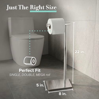 Gatco 1431PN Modern Rectangle Base Freestanding Toilet Paper Holder, 21.25", Polished Nickel with Weighted Base - color: Polished Nickel, 21.25"h
