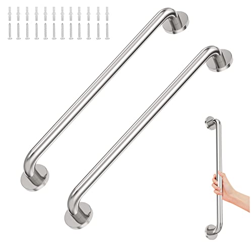2 Pack Grab Bars for Bathroom, 24 Inch Chrome Stainless Steel Shower Grab Bar, 304 Stainless Steel Safety Grab Bar for Bathtubs and Showers, 500lbs Support Shower Bar for Seniors for Gifts - color: Chrome Polished, size: 24 Inch (Pack of 2)