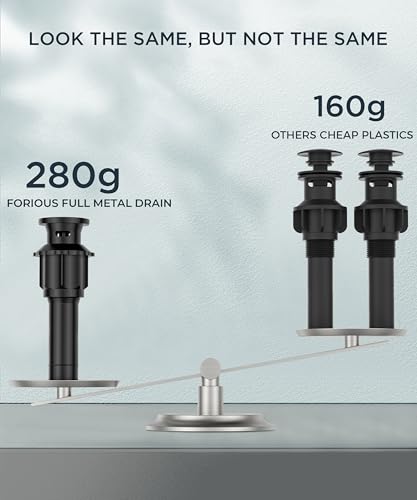 FORIOUS 3 Piece Brushed Nickel and Black Bathroom Sink Faucet 3 Hole,Wide | Square 8 Inch Widespread Faucet for Vanity Sinks, 2 Handle Black and Brushed Nickel Bathroom Faucet with Drain, Supply Lines - color: Black&Stainless Steel, style: Modern