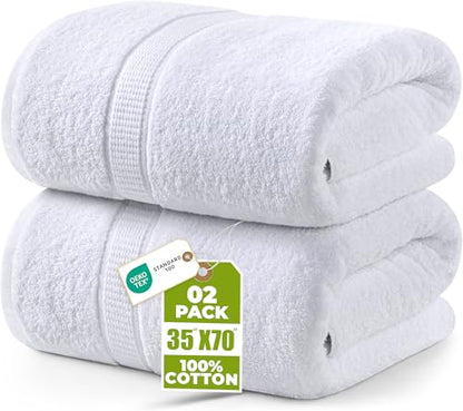 Utopia Towels Luxurious Jumbo Bath Sheet 2 Piece, 600 GSM, 35 by 70 Inches, 100% Ring Spun Cotton, Highly Absorbent and Quick Dry Extra Large Bath Towel, Super Soft Towel, White - color: White, size: 2 Piece Bath Sheet