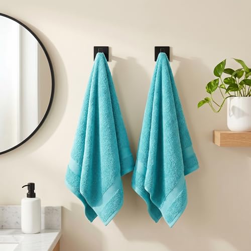 Sofea Hand Towels 6 Pack (16 x 28 Inches) 100% Cotton Bathroom Towels, Soft Absorbent Quick Dry Hand Towels for Bathroom Kitchen - color: Aqua Green