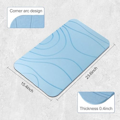 Stone Bath Mat, 2 Pack Diatomaceous Earth Shower Mat, Non-Slip Super Absorbent Quick Drying Bathroom Floor Mat, 24x15, Blue - color: Blue