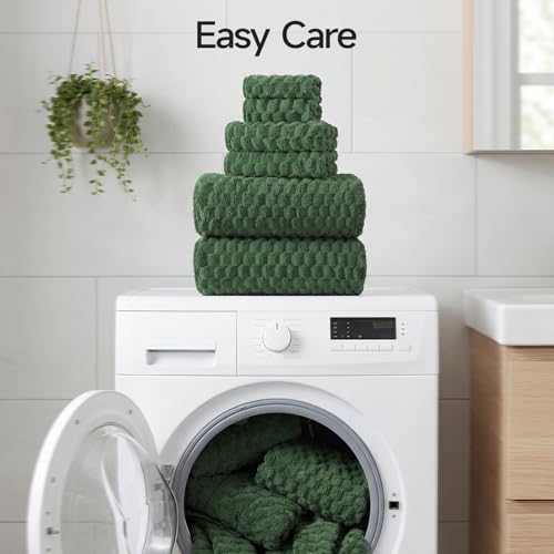 REDKISS Olive Green Microfiber Towels Set of 6-35x70 Inches Oversized Bath Sheets, Extra Large Bath Towels Set of 6, Super Soft Quick Dry Lint Free Absorbent Waffle Microfiber Shower Towels - color: Olive Green 06, size: 6 Pack Large Towel Set