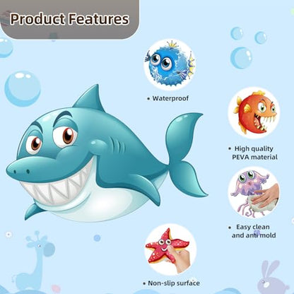 Non Slip Bathtub Stickers, 12 PCS Cute Sea Creature Shower Stickers for Kids Bathtub, Bathtub Non Slip Stickers and Adhesive Decals Scraper for Safety Bathroom Tubs, Shower Floor, Stairs