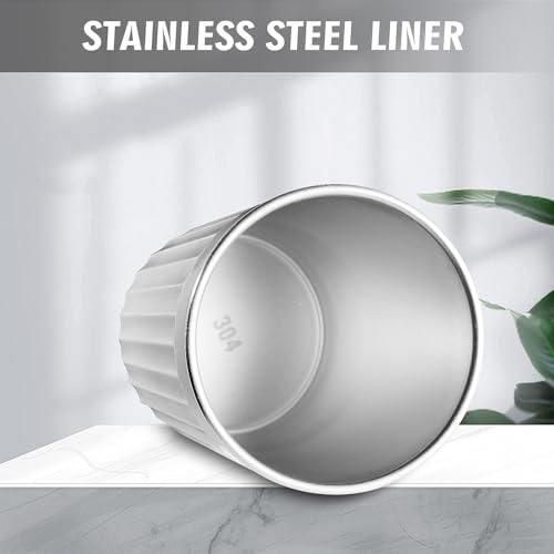 Toothbrush Cup Holder for Bathroom,Reusable Stainless Steel Bathroom Cup | 3"x4.5" Unbreakable White Bathroom Tumbler Cup ,300ml Easy To Clean Striated Mouthwash Cup - color: Gray
