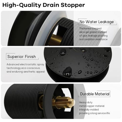 FerdY Pop-up Drain for Freestanding Bathtub, cUPC Certification, Freestanding Bathtub Drain Stopper, Matte Black - color: Matte Black