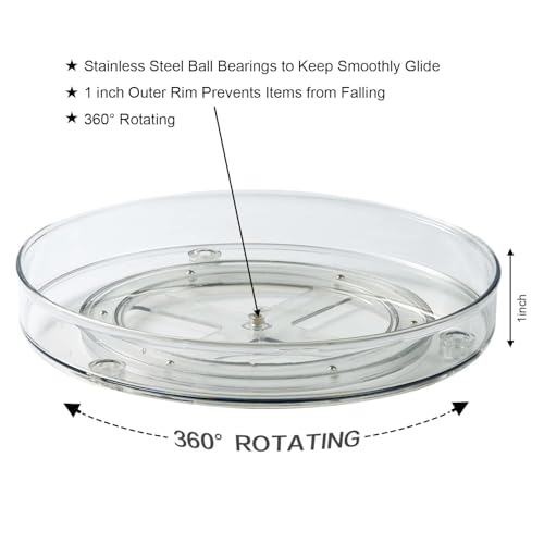 Lazy Susan Turntable Food Storage Container for Cabinets, Pantry, Refrigerator, Countertops, BPA Free - Spinning Organ-izer Rack for Spices, Condiments, Baking Supplies - 9" Round，Clear - size: Clear 9" 1 Pack