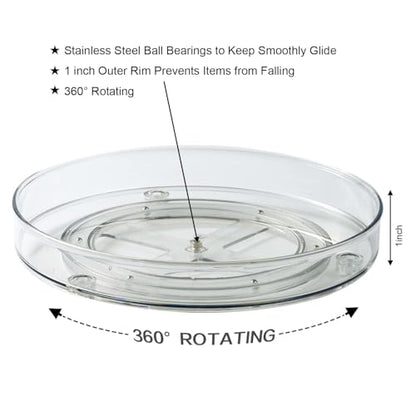 Lazy Susan Turntable Food Storage Container for Cabinets, Pantry, Refrigerator, Countertops, BPA Free - Spinning Organ-izer Rack for Spices, Condiments, Baking Supplies - 9" Round，Clear - size: Clear 9" 1 Pack