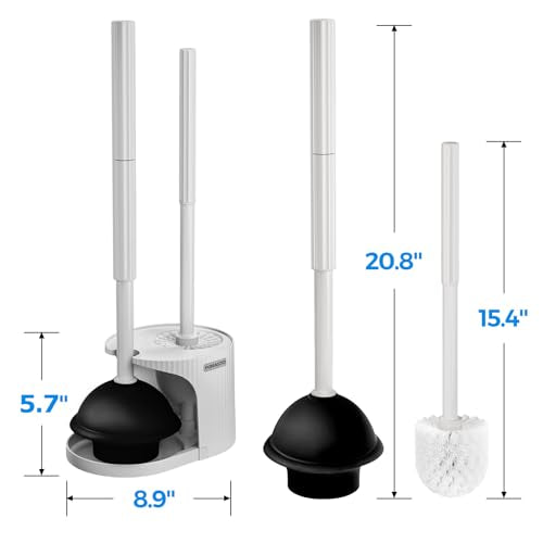 FORASTO 2 in 1 Toilet Plunger and Brush Set,Extended Handle Plunger,Toilet Bowl Brush Plunger Set,Bathroom Cleaning Tools,Cleaning Brush,Toilet Brush Plunger Combo,Light Grey（20.8inch） | 20.8" Extended, Apartment Must Haves, Accessories Decor, Essentials,