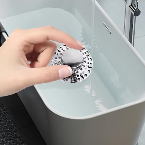 Copper Bathtub Drain Stopper Universal Tub Drain Plug Replacement Compatible with Drain Hole for Bathtub Drain Assembly - color: Silver, size: 4.3 Inch