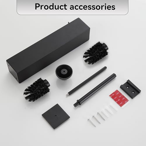 Matte BlackToilet Brush with Holder,Durable Cleaning Toilet Bowl Brushes with Holders - color: Matte Black