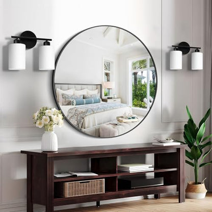 2-Light Bathroom Light Fixtures, Black Modern Vanity Lights with Milky White Frosted Glass Shades, Wall Sconce Light for Bedroom, Living Room and Hallway, 2-Pack - color: Milky White & Matte Black, size: 2 Light - 2 pack