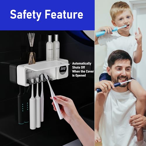 UV Toothbrush UV Light Cleaning Holder | Rechargeable Tooth Brush Smart Cleaner with Light Cleaning & Air Drying - Bathroom Wall Mount Holder - size: 2-pack