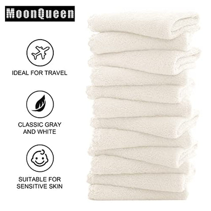 MOONQUEEN Microfiber Facial Cloths Fast Drying Washcloth 12 Pack - Premium Soft Makeup Remover Cloths - Cream - color: Cream, size: 12x12 Inch (Pack of 12)