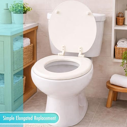 LDR 18.5 x 14.375 x 2 in. Round Molded Wood Toilet Seat 050 1066BS, Round Toilet Seat Replacement for Bathrooms, Durable Painted Finish, Easy Install Hardware, Bathroom Accessory for Home Improvement - color: Wood