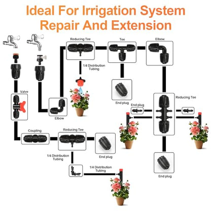 Universal 3/4 Inch Female Pipe Thread to 1/2 Inch Drip Irrigation Tubing Adapter, 6 Pack 1/2 In. Barbed Drip Line x 3/4 In. Faucet PVC Adapter Connect 3/4" FHT Garden Faucet Hose Bibb - size: 1/2" to 3/4" Adapter 6 Pcs