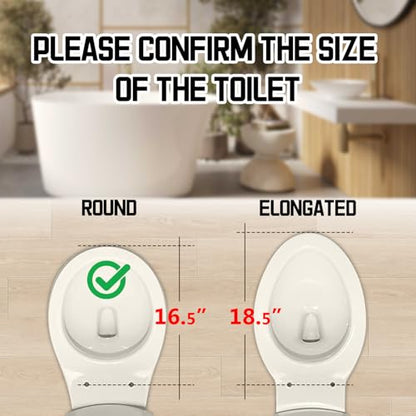 Round Toilet Seat, Standard 16.5″, Slow Close, Almond/Bone | Easy Installation, Easy Cleaning, Quick-attach metal hinges, Quiet Operation, Fits Standard Round Toilets