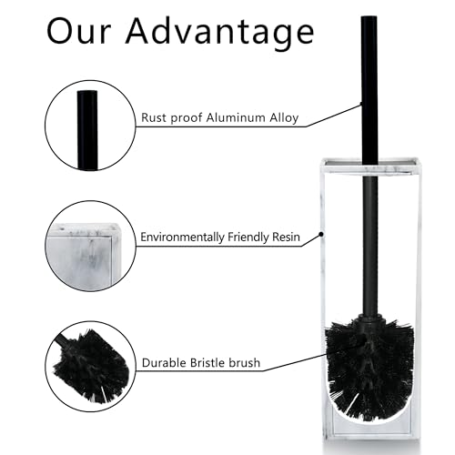 Toilet Brush and Holder Set for Bathroom, Stylish and Durable Cleaning Tool with Modern Design, Compact for Efficient Cleaning - style: Marble