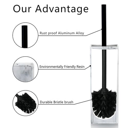 Toilet Brush and Holder Set for Bathroom, Stylish and Durable Cleaning Tool with Modern Design, Compact for Efficient Cleaning - style: Marble