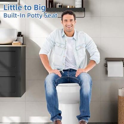 Toilet Seat, Round Toilet Seat With Toddler Seat, Quick-Release Structure Toilet Seat, Quick-Attach Hardware & Full Flat With Grip-Tight Bumpers, Quiet-Close Seat, White 17 in - size: round