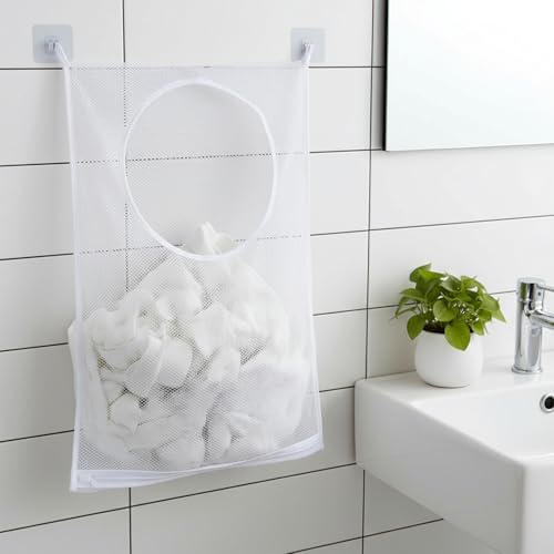 Portable Hanging Laundry Hamper, 28.74 X 18.89 Inches, Over the Door Laundry Basket, Wall Mounted Mesh Laundry Hamper, Large Foldable Laundry Bag for Dirty Clothes Storage, Door, Caravan, Bathroom