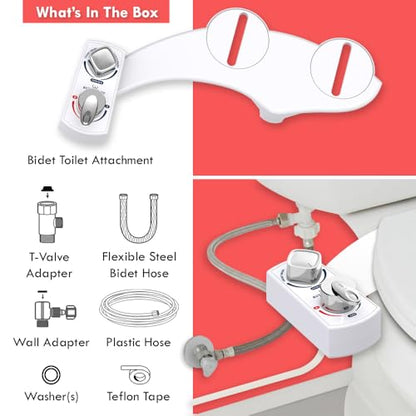 BUTT BUDDY Spa - Bidet Toilet Seat Attachment & Fresh Water Sprayer (Cool & Warm Temperature Control | Easy Setup, Universal Fit, Non-Electric | Dual-Nozzle Cleaning, Adjustable Pressure, Female Wash)