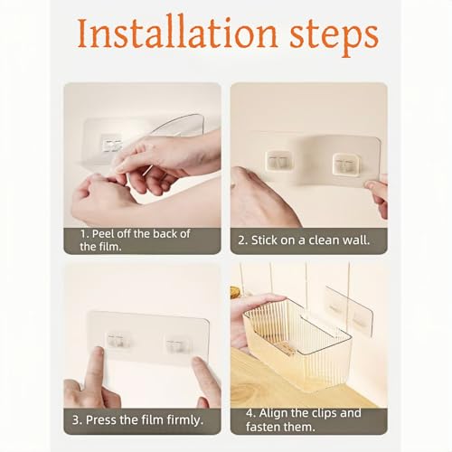 2 Pack Cabinet Door Organizer, Clear Storage Caddy, Adhesive Wall Mounted Organizer Bins, with Self Adhesive Tape, for Bathroom, Kitchen, Cabinet, Living Room