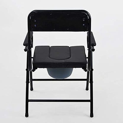 Commode Chair Folding Commode Chair - Bedside Potty Chair with Safety Frame Rails Handicap Padded Toilet Seat Bathroom Shower Chair for Elderly Disabled Pregnant Women