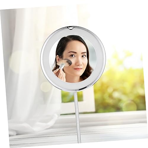 Led Lighted Makeup Mirror Magnify Suction Cup Tabletop for Bathroom Magnifying Cosmetics Mirror - color: White