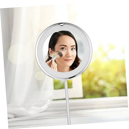 Led Lighted Makeup Mirror Magnify Suction Cup Tabletop for Bathroom Magnifying Cosmetics Mirror - color: White