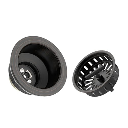 KONE 3-1/2 Inch Bronze Kitchen Sink Drain Assembly Kit - Oil Rubbed Bronze Stainless Steel with Strainer Basket/Drain Stopper - color: Oil Rubbed Bronze