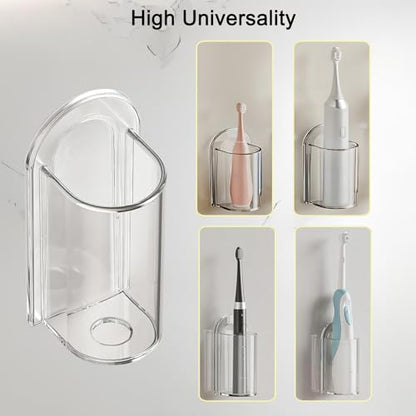 2Pcs Toothbrush Holders, Self Adhesive Wall Mount Clear Organizer | Clear Multifunction Toothbrush Storage, No Drilling Installation, Saves Bathroom Space, Keeps Toothbrushes Ventilatedand Dry