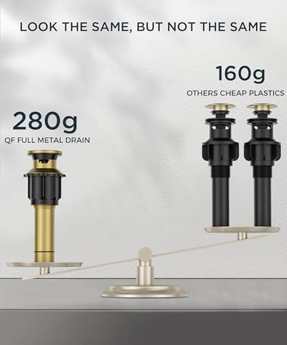 QFN Waterfall Bathroom Faucet 3 Hole 8" Widespread Brushed Gold 2 Handle | Bathroom Sink Faucet Lead-Free with Pop-up Drain and Supply Lines, Fits 4-12 Inch 3 Hole Install, for Vanity Laundry Restroom - color: Brushed Gold, style: Waterfall