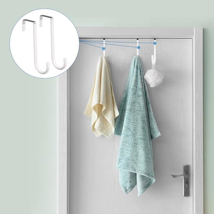 Over The Door Hooks, 4 Pack Hangers Hooks with Rubber Prevent Scratches Heavy Duty Organizer for Living Room, Bathroom, Bedroom, Kitchen Hanging Clothes, Towels, Hats, Coats
