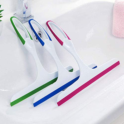 3 Pack Rubber Glass Shower Door Squeegee with 3 Shower Hooks, Multifunctional Squeegee Tool - color: Multib