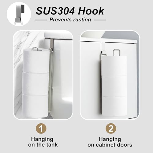Silver Toilet Paper Holder with 3 Rolls Reserve, Stainless Steel Toilet Paper Holder Wall Mount, Over The Tank Bathroom Organization, Brushed Nickel and Chrome Tissue Holder for RV, Restrooms, 1Pcs - color: Silver, 1pcs, 12.99in