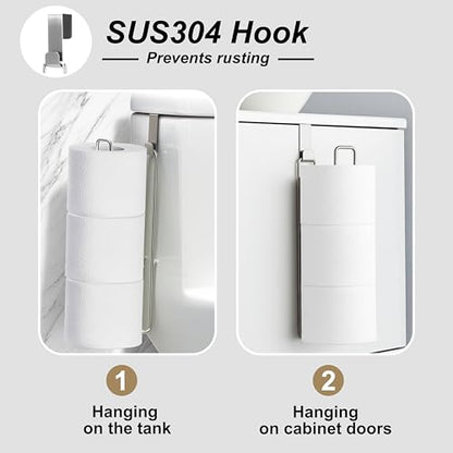 Toilet Paper Holder with Storage Extra 6 Roll Tissue, Over The Tank Toilet Paper Roll Holder Wall Mount, Brushed Nickel and Chrome Tissue Holder for Bathroom, RV Toilet Paper Holder with Shelf, 2Pcs - color: Silver, 2pcs, 12.99in
