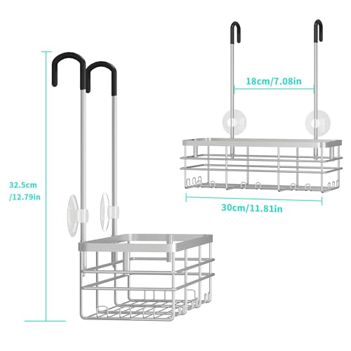 HapiRm Hanging Shower Caddy Organizer - No Drilling Shower Organizer with Hooks, Rustproof & Waterproof 304 Stainless Steel Bathroom Shelves - Silver (1 Basket) - color: Silver-1 Basket