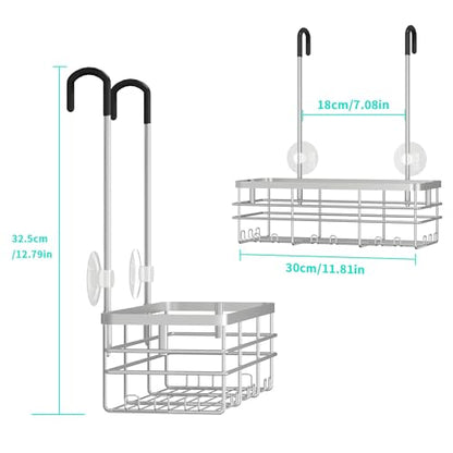 HapiRm Hanging Shower Caddy Organizer - No Drilling Shower Organizer with Hooks, Rustproof & Waterproof 304 Stainless Steel Bathroom Shelves - Silver (1 Basket) - color: Silver-1 Basket